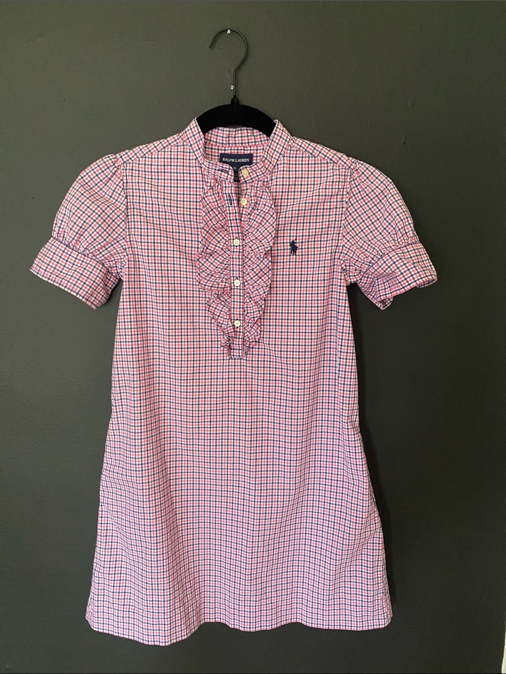 Girl’s Polo Lauren Girl’s Pink & Navy Check Ruffle Dress